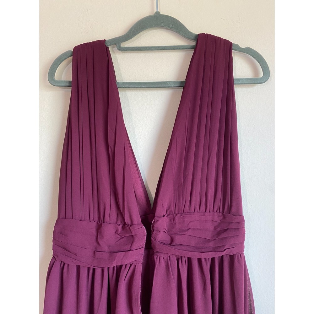 LuLus Heavenly Hues Burgundy Formal Chiffon Maxi Dress Medium Bridesmaid Prom - Picture 6 of 12